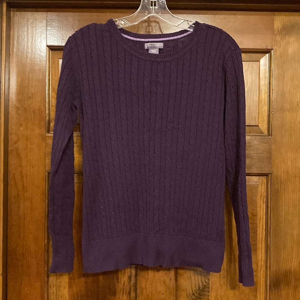 Small Laura Scott Purple Cable Sweater